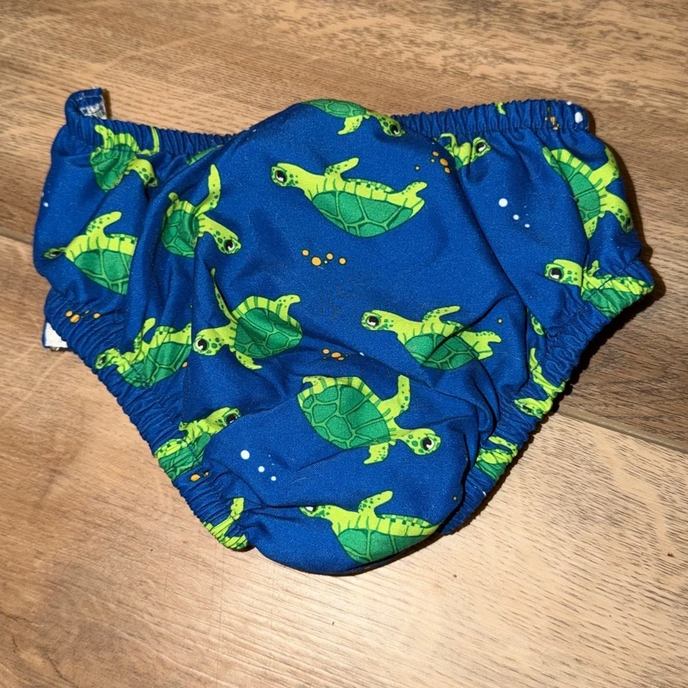 Blue Turtle Print Baby Swim Diaper 3-6m kids bottoms